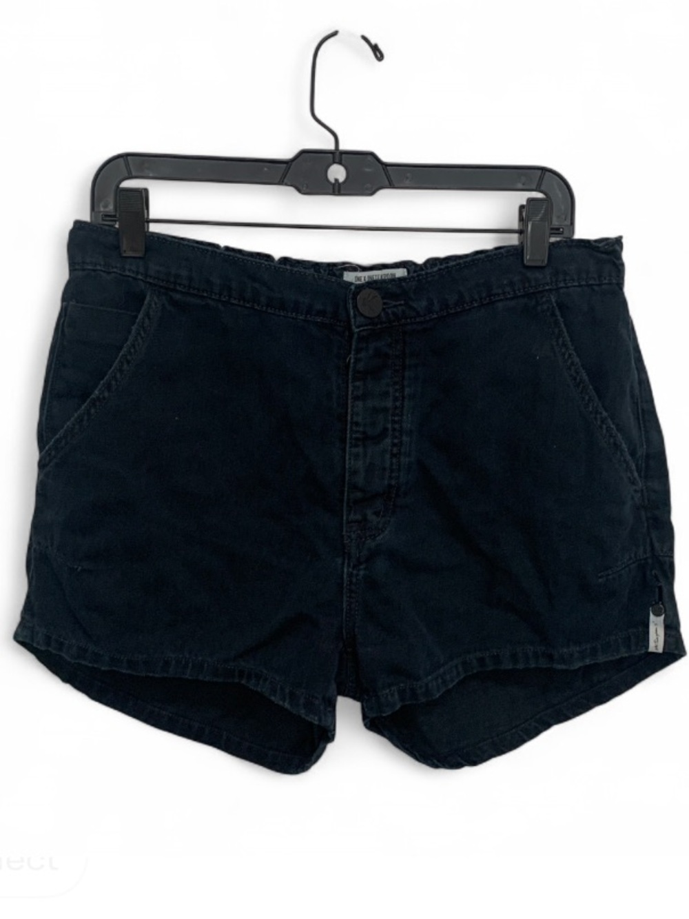 One Teaspoon Black Elastic Waist High Waist Denim Shorts